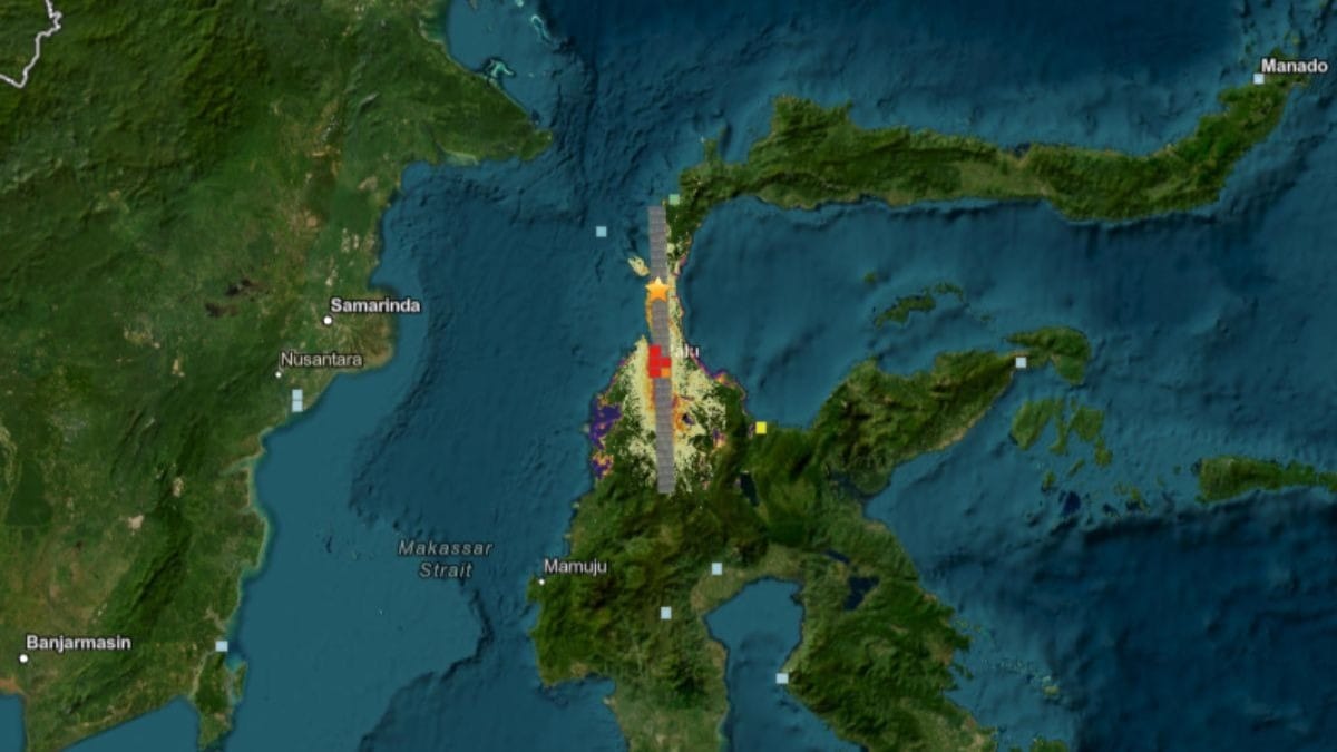 Área atingida pelo terremoto na Indonésia, em 2018