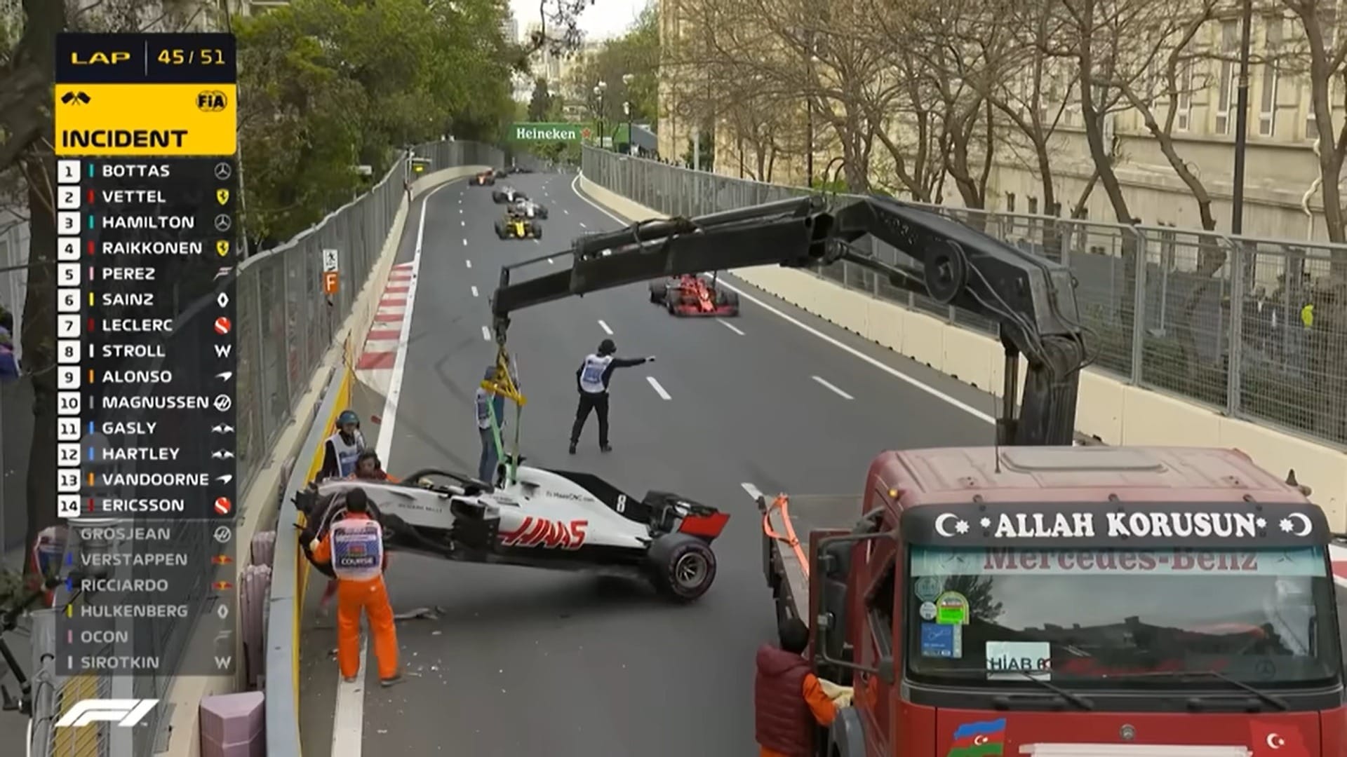 Grosjean bateu sozinho quando era sexto com a Haas em 2018 (Imagem: Reprodução)