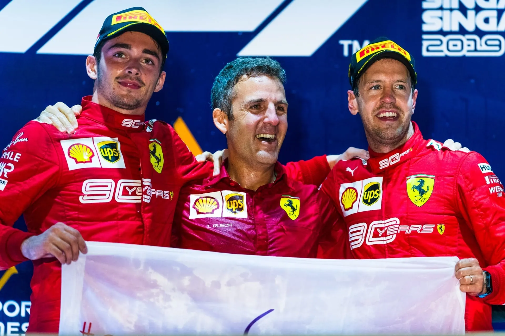 Com Vettel em primeiro e Leclerc em segundo, está foi a 84ª dobradinha da Ferrari na história da Fórmula 1