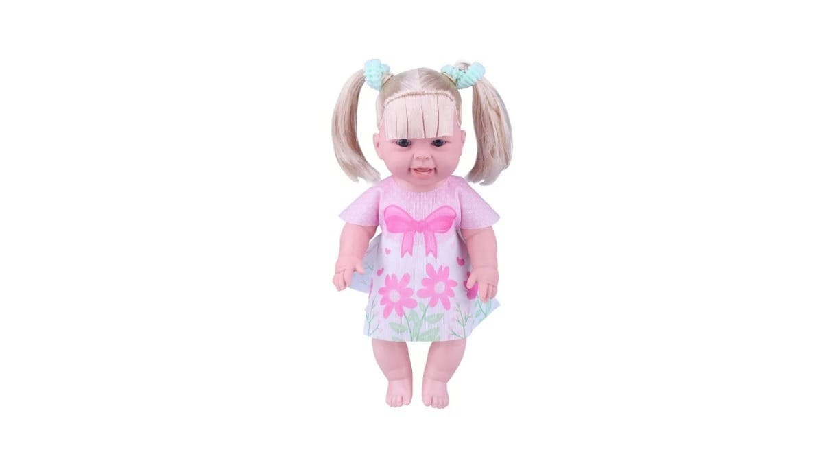 Boneca Angelina Bilíngue Loira. / Reprodução: Milk Brinquedos