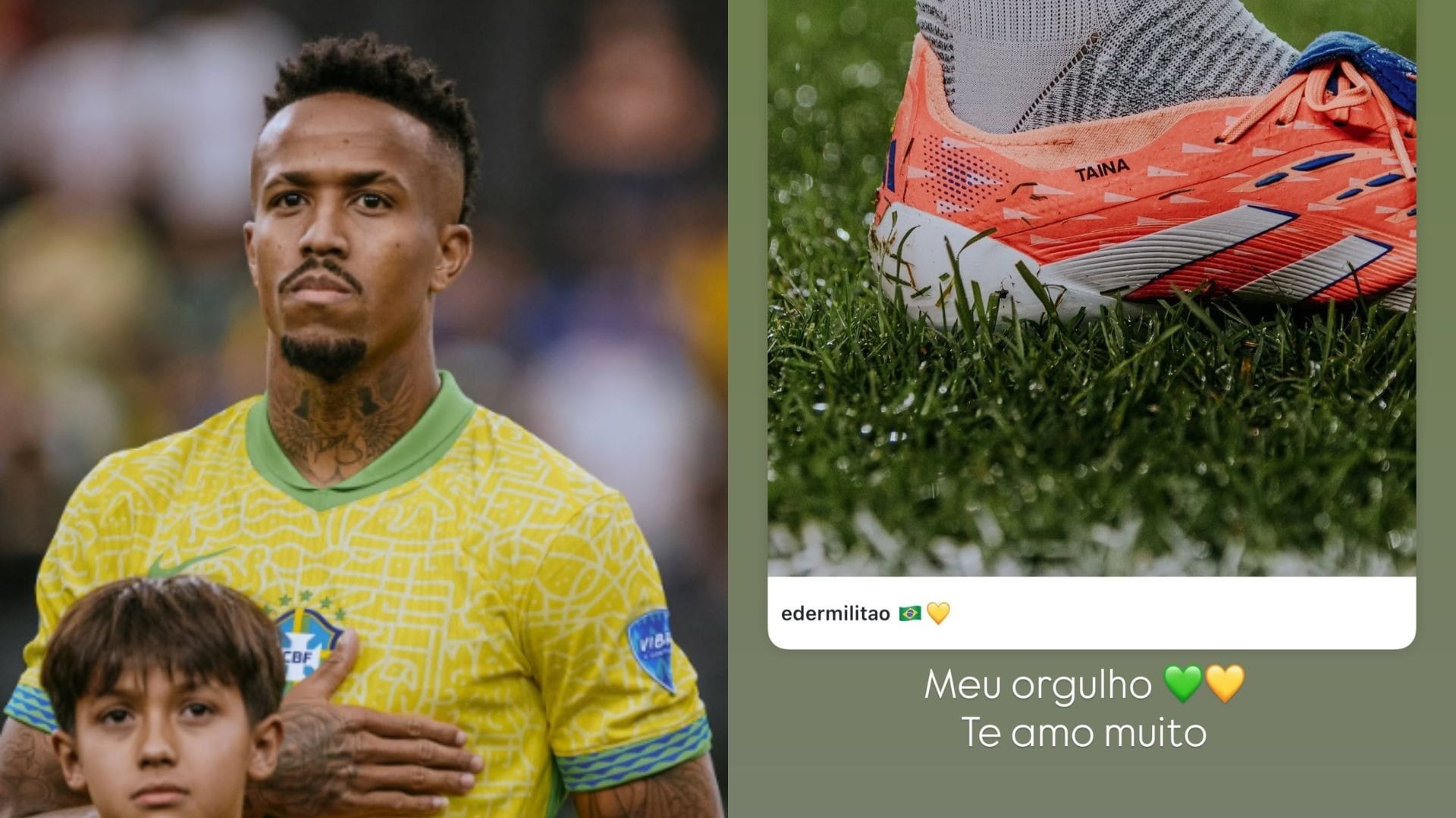 Éder Militão usa chuteira com nome da esposa, Tainá: 'Meu orgulho'
