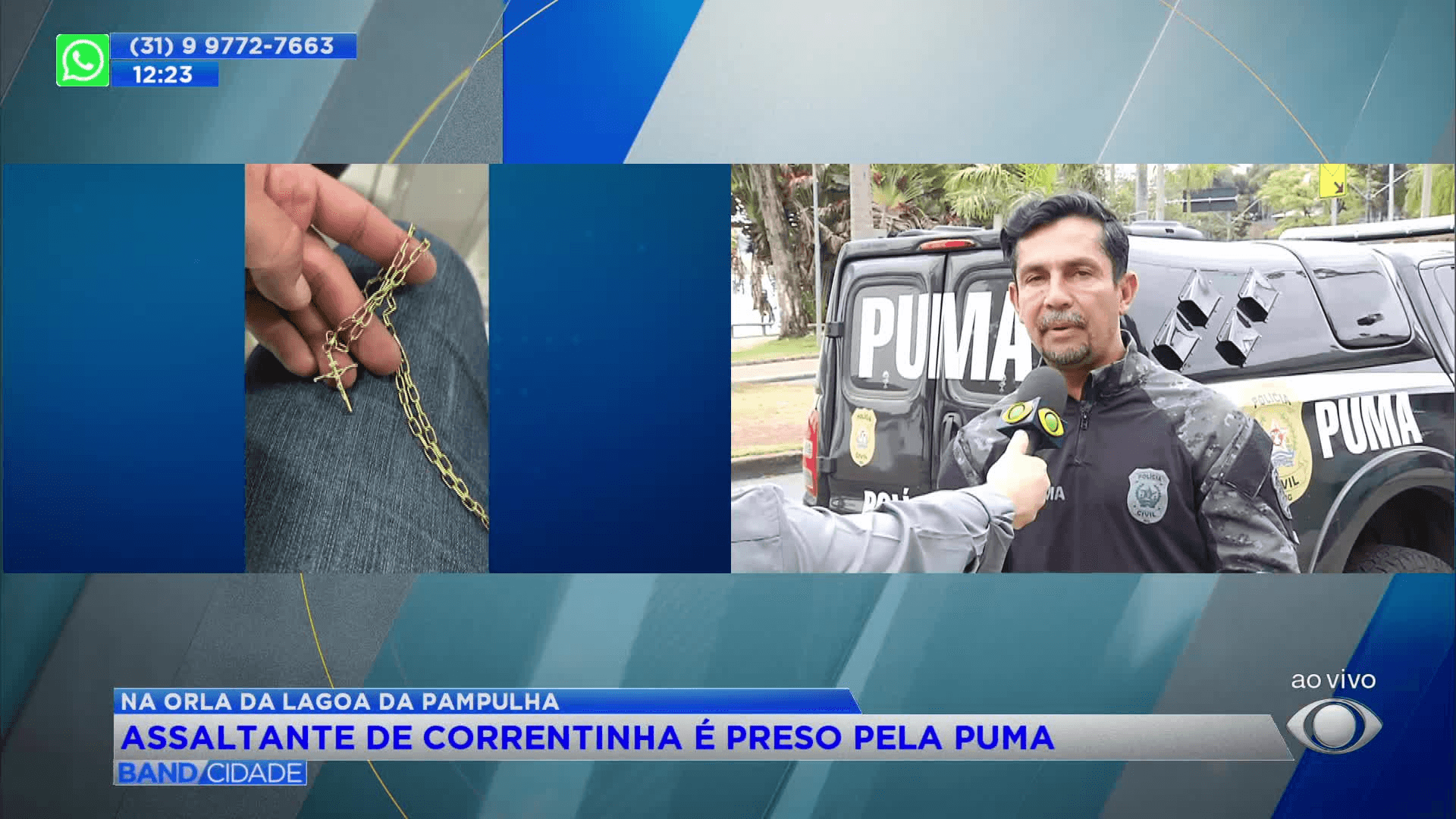 Assaltante de correntinha é preso pela PUMA na orla da Lagoa da Pampulha