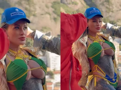 Andressa Urach vira 'MC Ímola' e se lança no funk em ensaio com boné de Senna