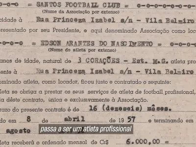 Pelé 85 anos: veja o primeiro contrato do Rei com o Santos