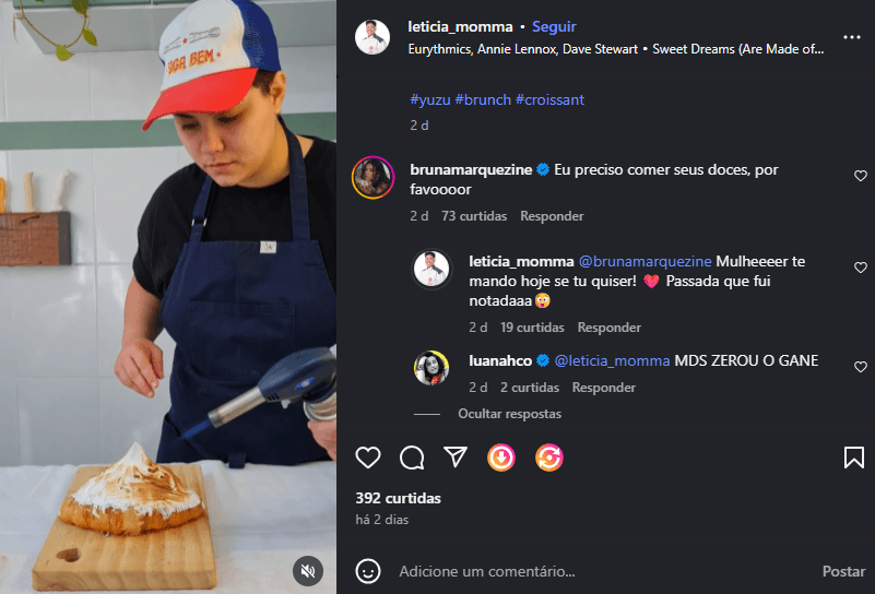 Bruna Marquezine comenta post de Letícia Momma no Instagram (Reprodução/Instagram)