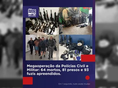 Megaoperação no Rio deixa 64 mortos, 81 presos e apreende fuzis e drogas