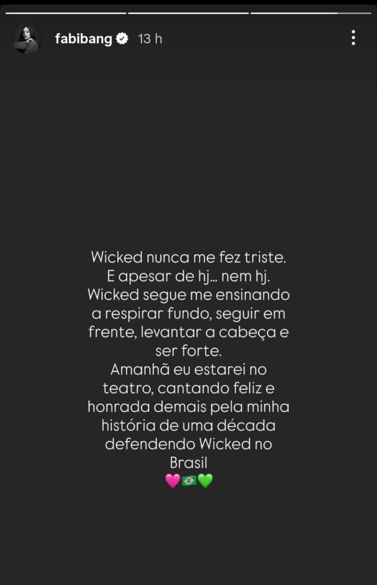 Fabi Bang em desabafo no Instagram stories | Reprodução/Innstagram/@fabibang