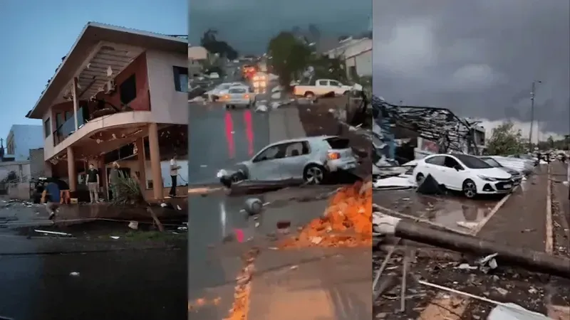 Paraná registra três tornados em série; Rio Bonito do Iguaçu fica 90% destruída