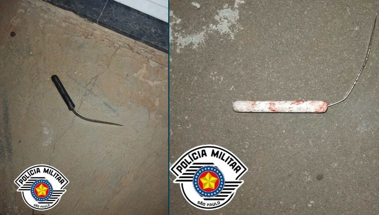O  homem usou duas facas no crime (Foto/PM)