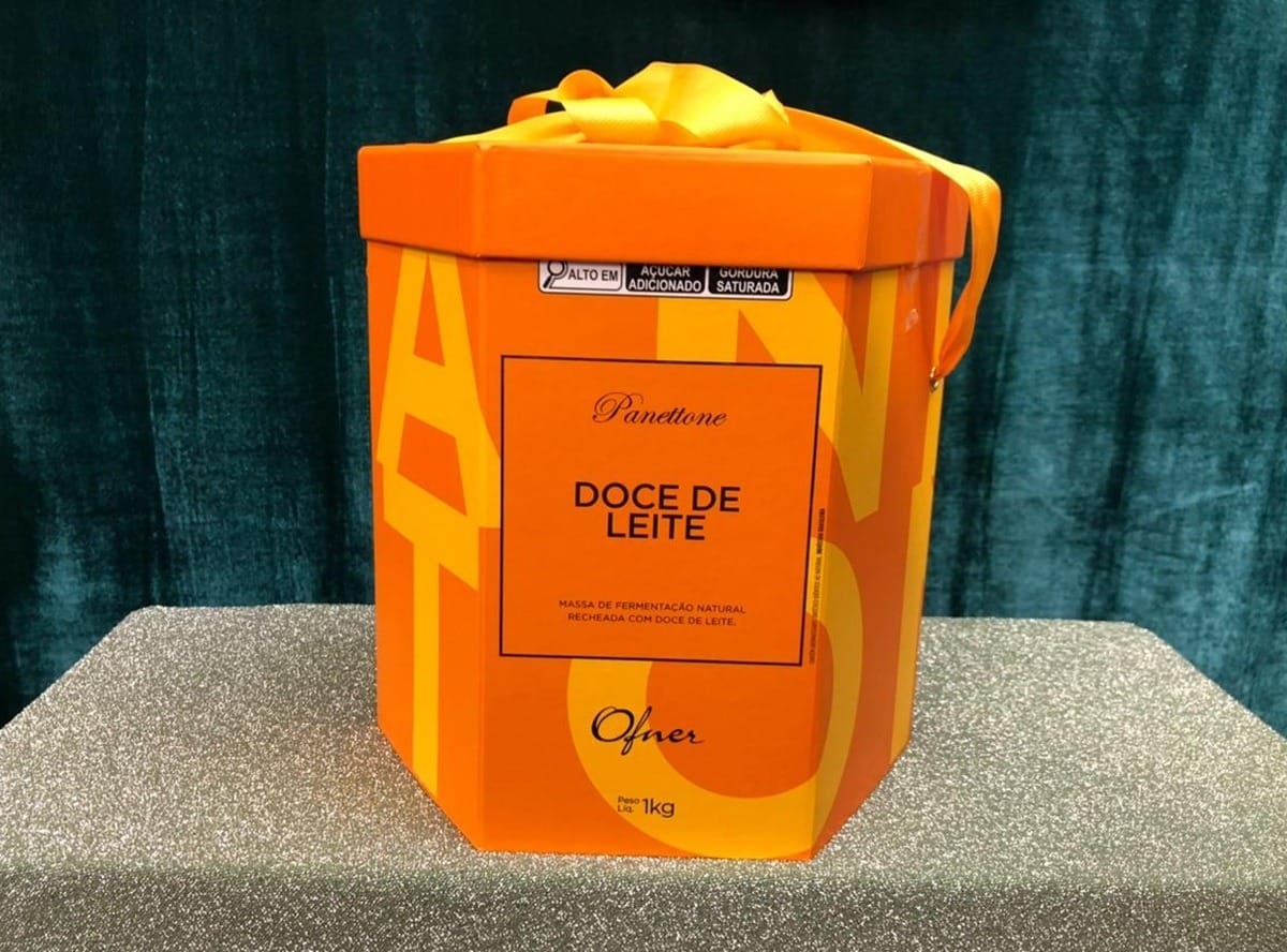 Ofner, panetone com massa de fermentação natural, recheado com doce de leite, 1 kg, R$ 160 