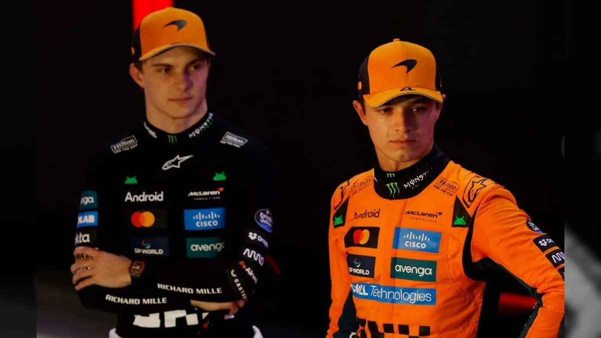Norris e Piastri após a classificação no Catar, em 2025