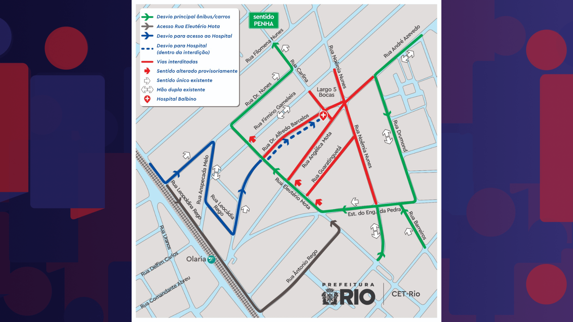 CET-Rio cria esquema de trânsito em Olaria para obras do Bairro Maravilha Norte