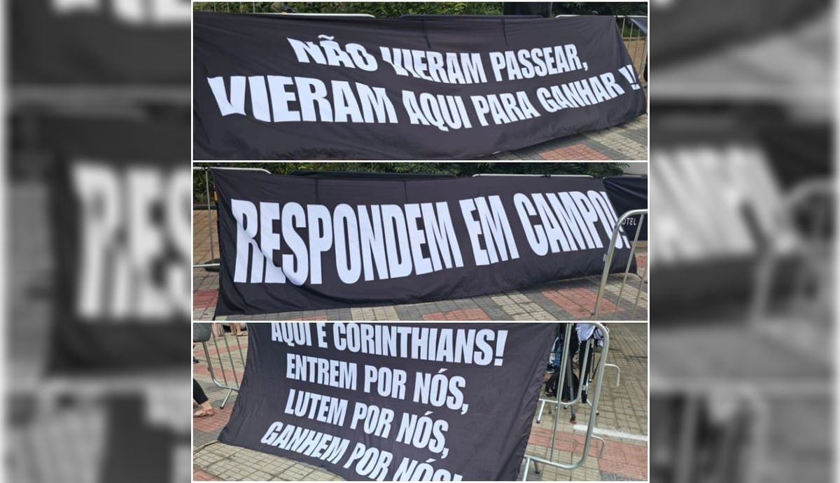 Corinthians chega a Belo Horizonte sob protestos: "Não vieram passear"