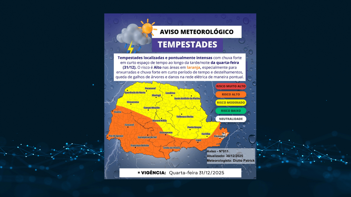 Alerta da Defesa Civil para a virada de ano. Atenção redobrada