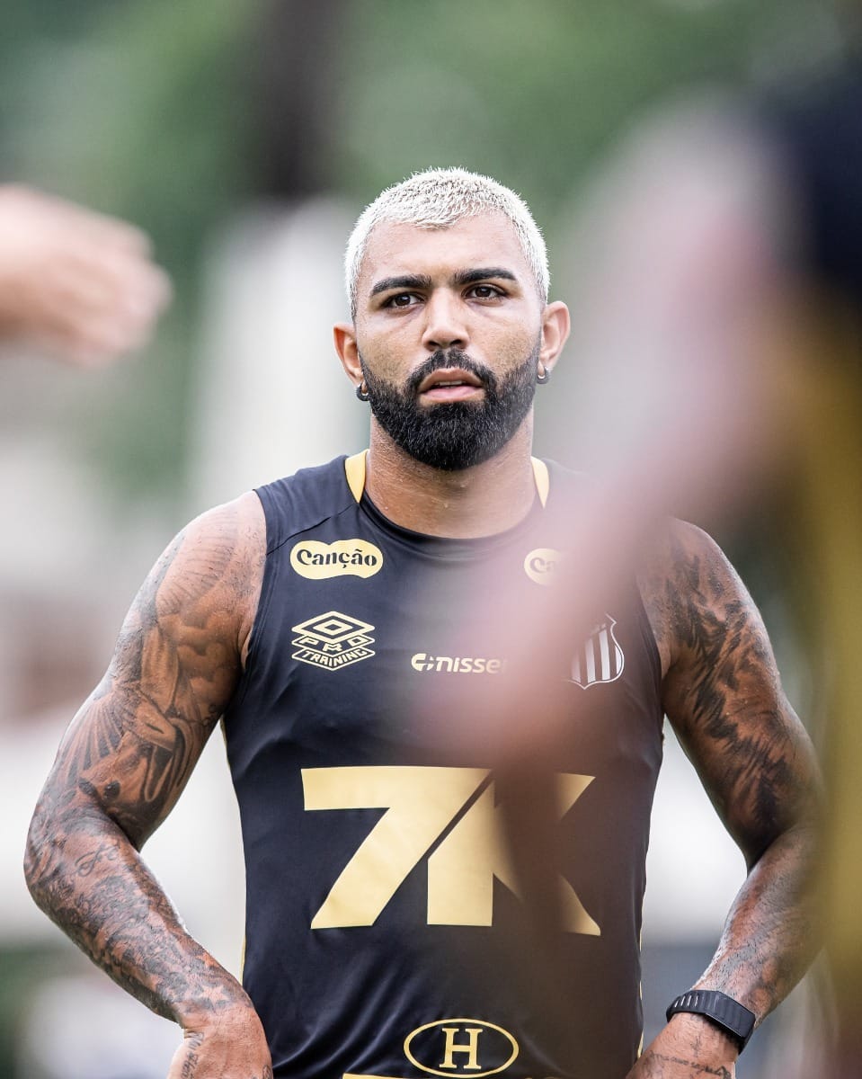 Gabigol durante treino no Santos. Foto: Raul Baretta/ Santos FC