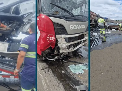Engavetamento: acidente entre 4 carretas interdita rodovia em Piracicaba