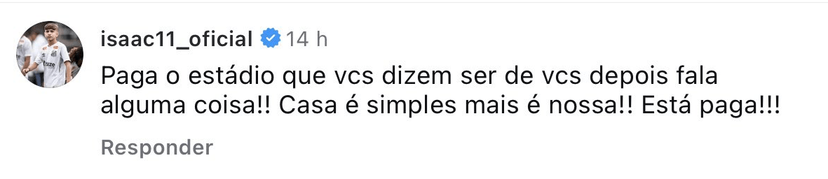 Isaac Miranda responde Hugo Souza sobre críticas à Vila (Foto: Reprodução)