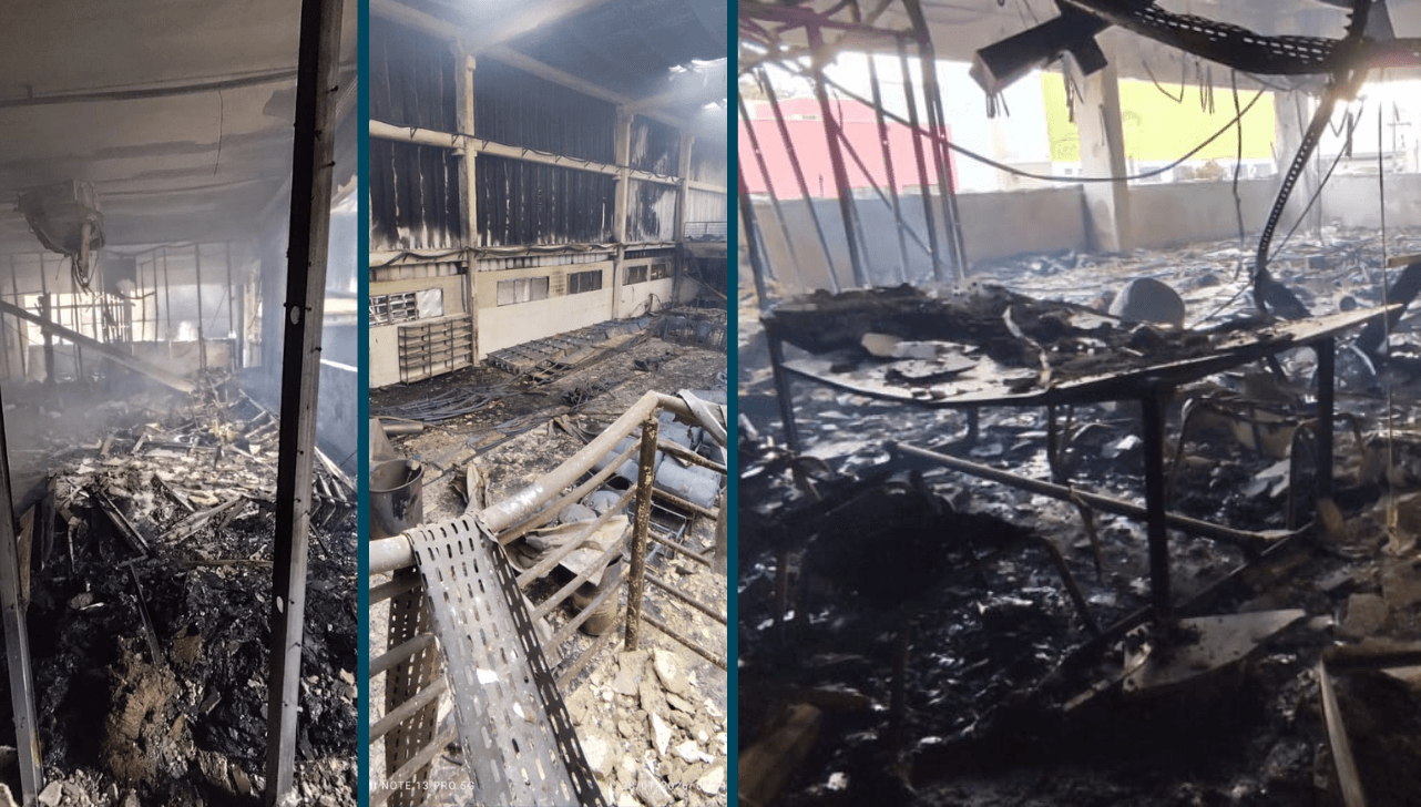 O fogo tomou conta da empresa  (Foto/Prefeitura de Vinhedo)