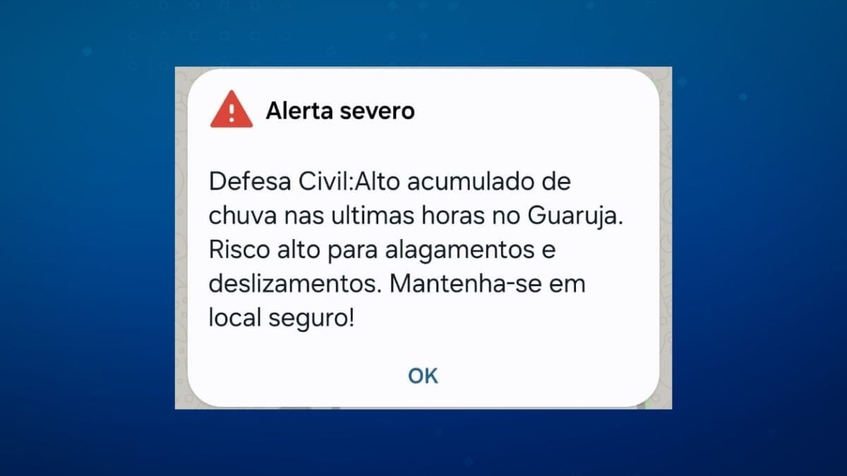 Defesa Civil envia alerta extremo e aciona sirene de emergência no Guarujá