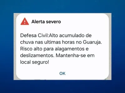 Defesa Civil envia alerta extremo e aciona sirene de emergência no Guarujá