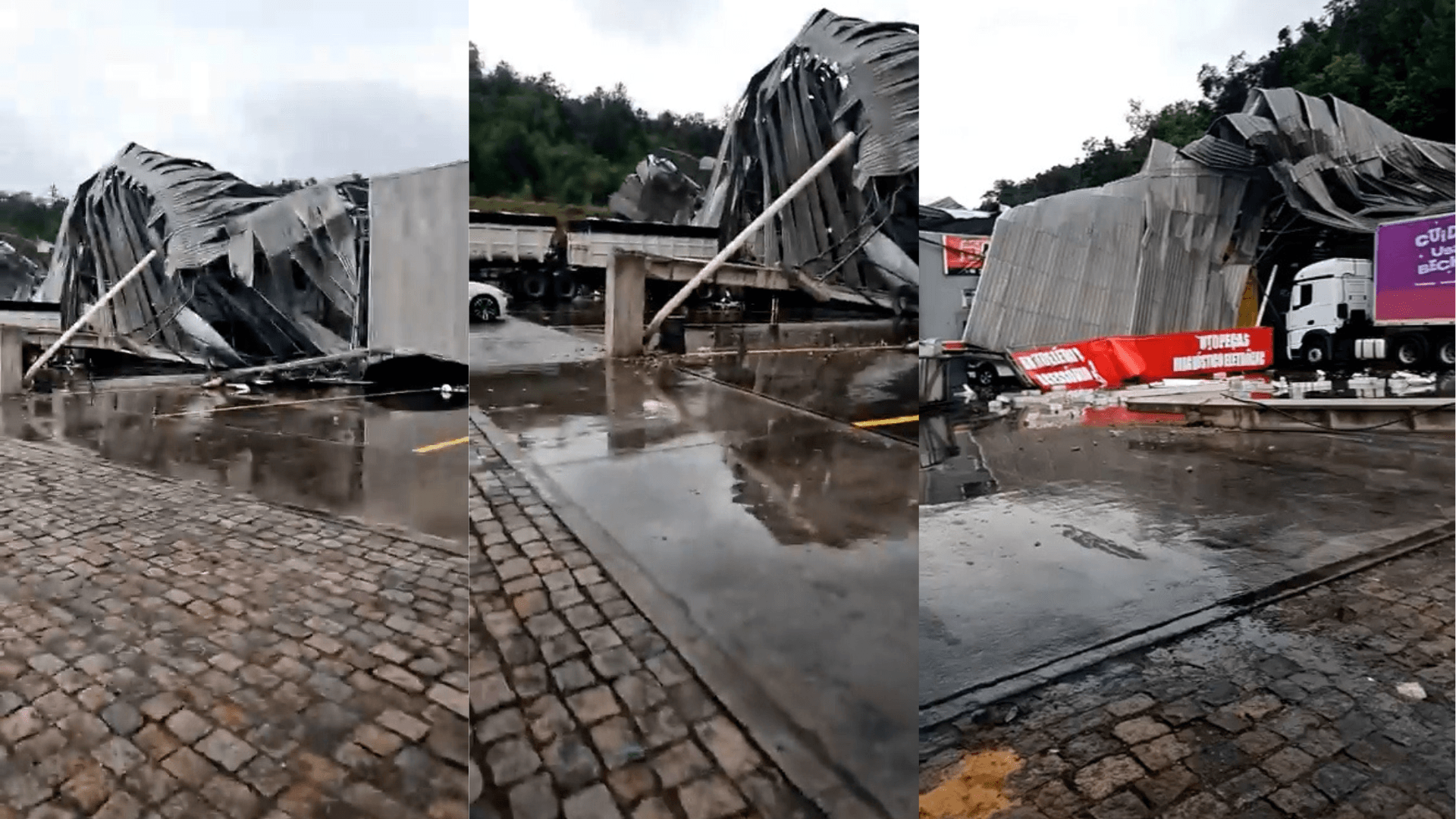 Tempestade destrói estrutura de posto em Campina Grande do Sul
