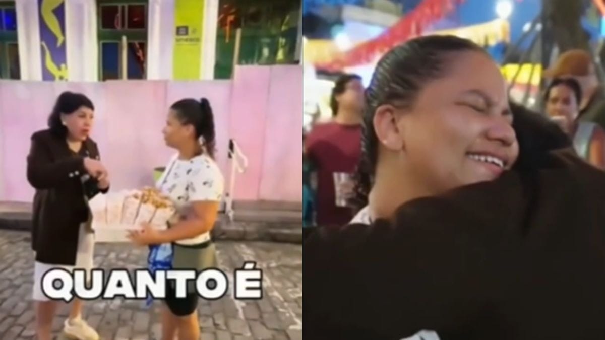 Roberta Miranda compra todas as pipocas de vendedora e emociona em Recife
