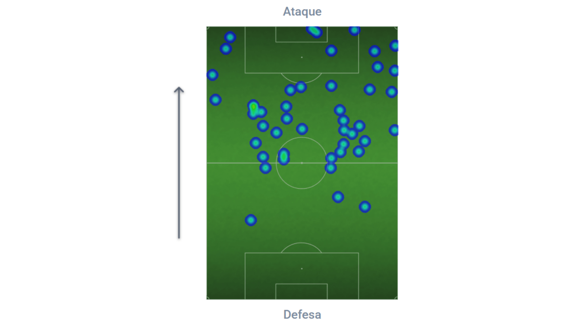 Mapa de calor do meia Cauly na vitória do São Paulo contra o Coritiba I Foto: Footstats