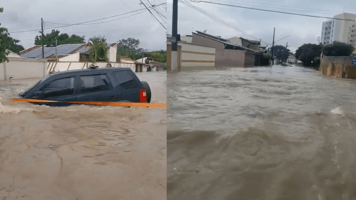 Ruas de Guaratinguetá seguem alagadas após chuva intensa; veja vídeo