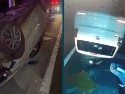 Homem bêbado capota carro e não presta ajuda à mulher grávida e filho dela