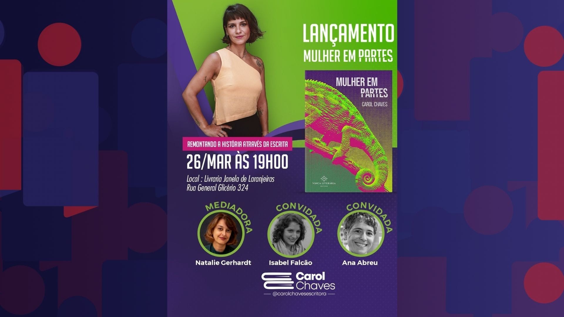 "Mulher em Partes”: Carol Chaves apresenta novo livro em lançamento no Rio