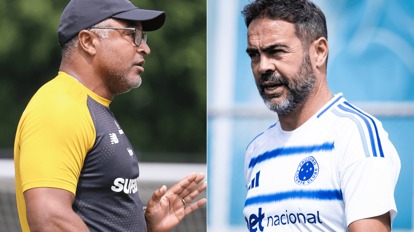 Roger Machado e Artur Jorge se enfrentam no Brasileirão. Foto: Erico Leonan / São Paulo FC e Gustavo Aleixo/Cruzeiro