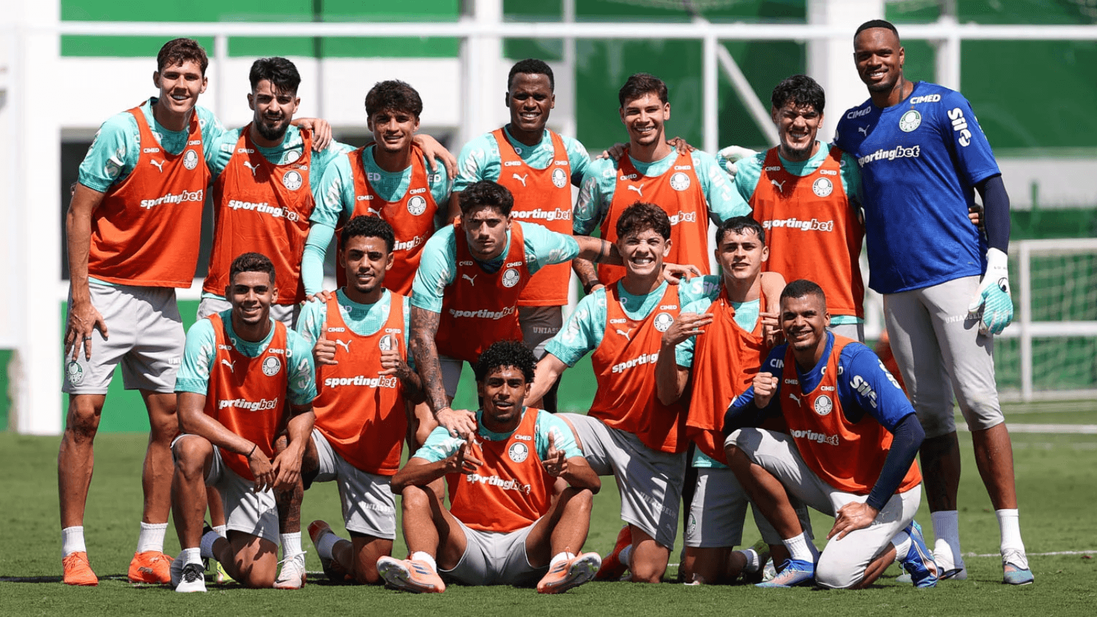 Time do Palmeiras durante treinamento. Foto: Cesar Greco/Palmeiras/by Canon