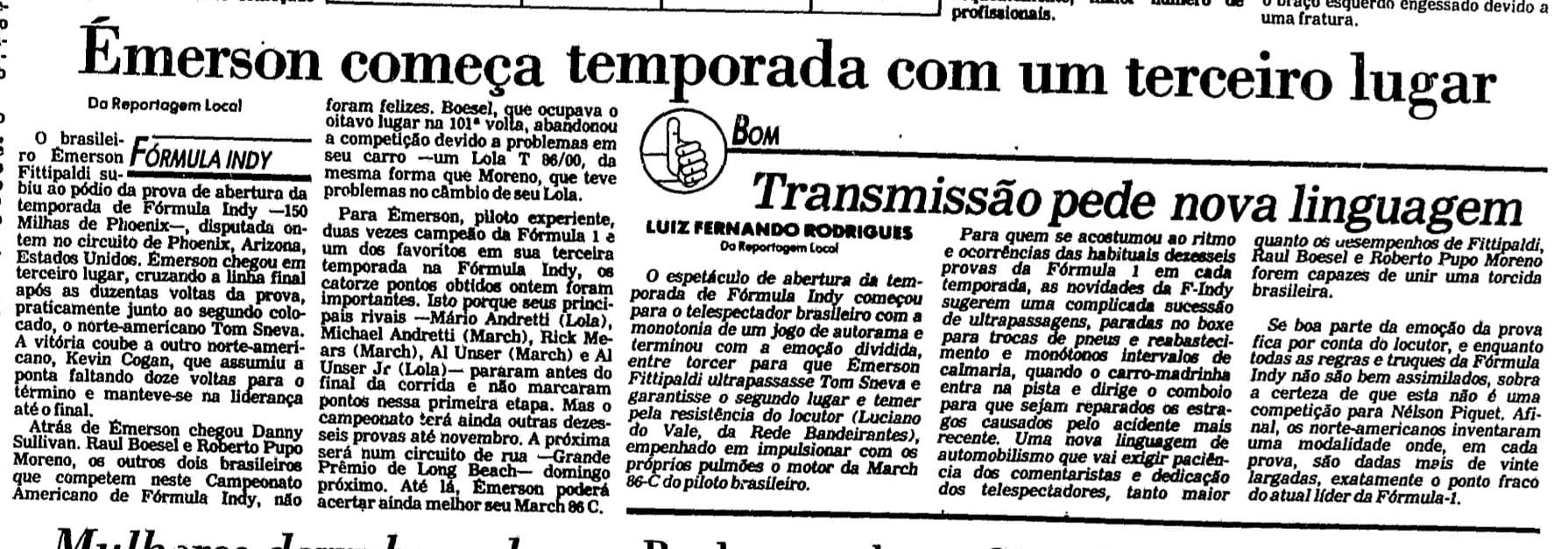 Folha de S. Paulo destacou necessidade de adaptação do público à categoria (Imagem: Reprodução)