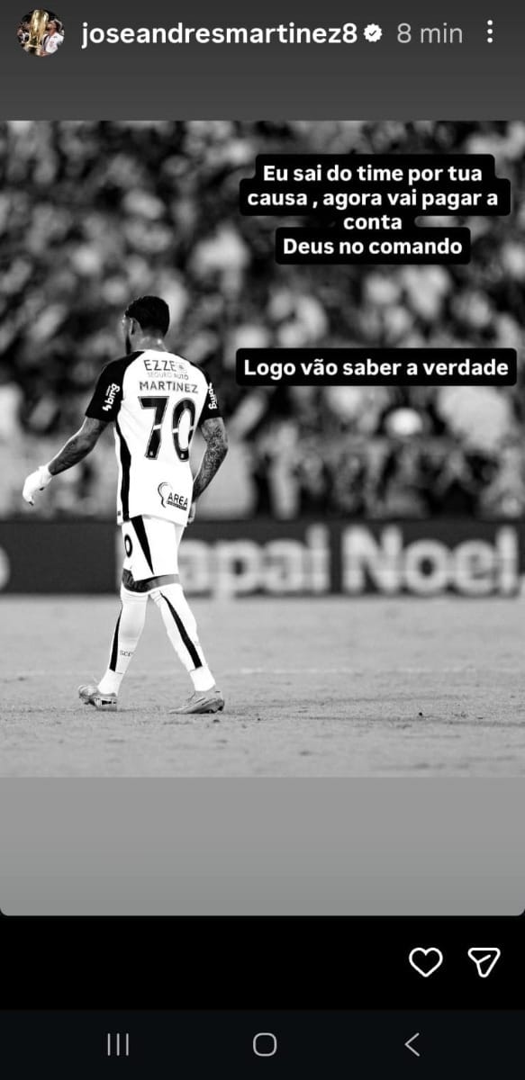 Martinez usou as redes sociais para criticar técnico após demissão (Imagem: Reprodução)