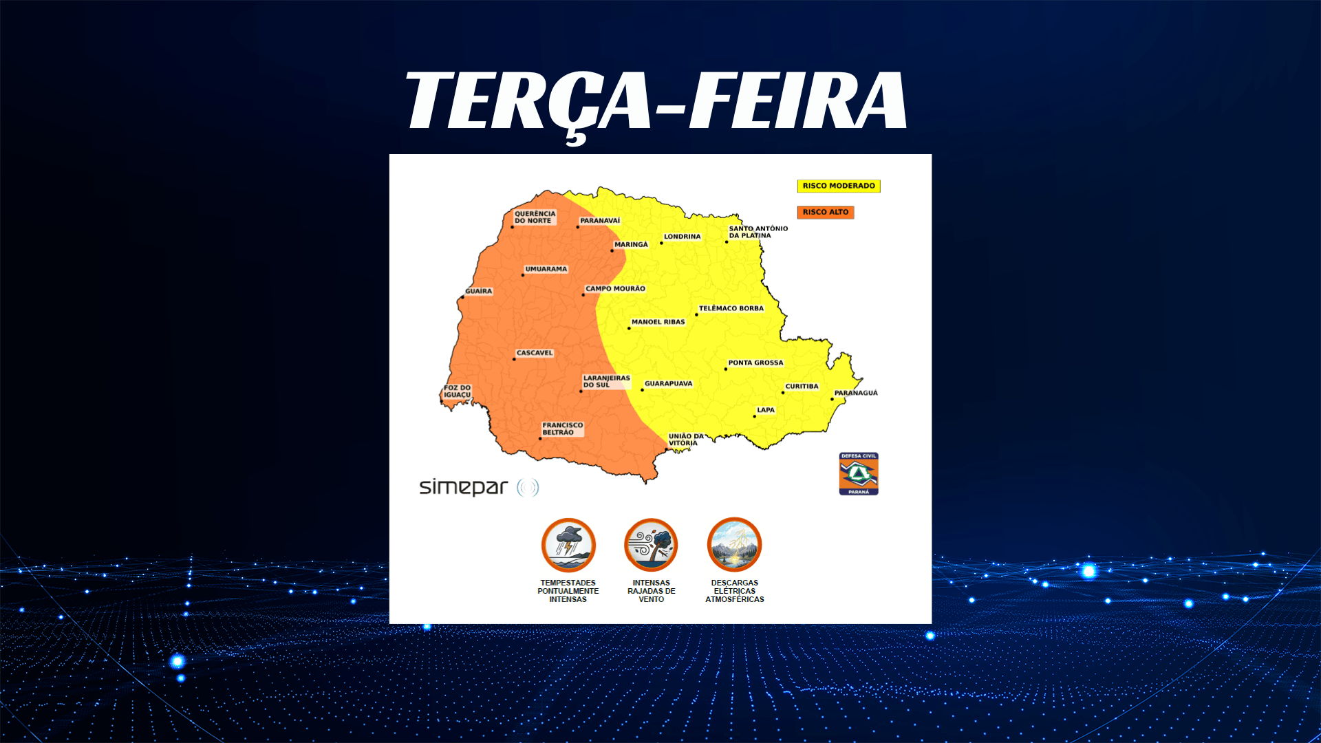 Tempestades e ventos fortes colocam Paraná em alerta