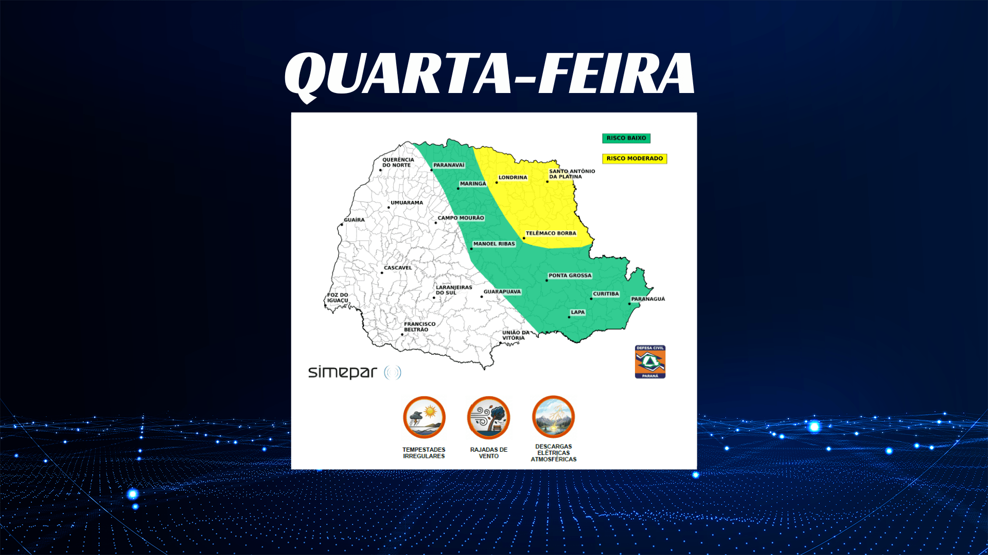 Quarta-feira o alerta é menor