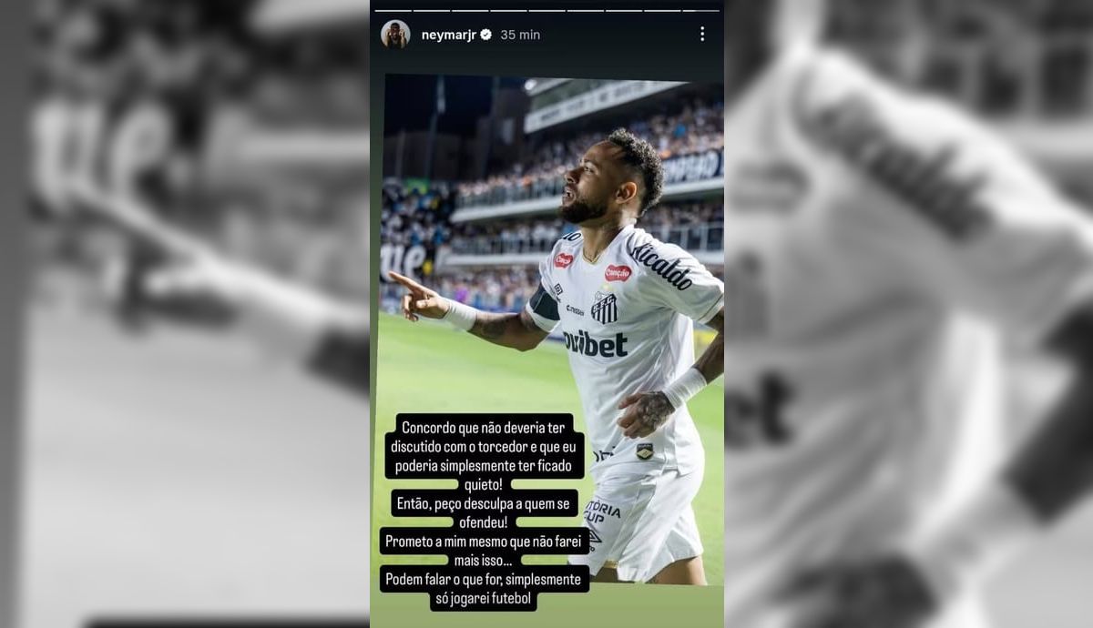 Neymar publica autocrítica após discutir com torcedor do Santos, na Vila Belmiro