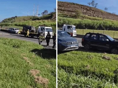 Acidente causa engavetamento e interdição total da Dutra em Aparecida