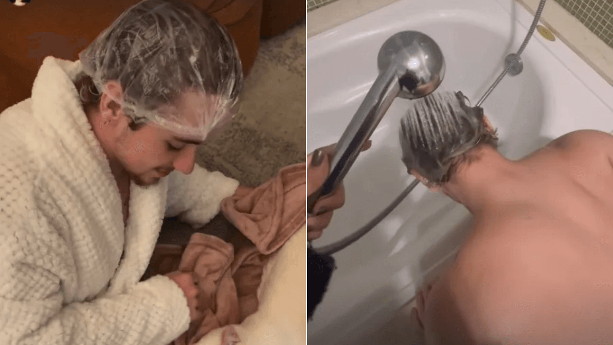 Juliano Floss ganha "dia de spa" de Marina Sena em casa: "Cachorrinho"