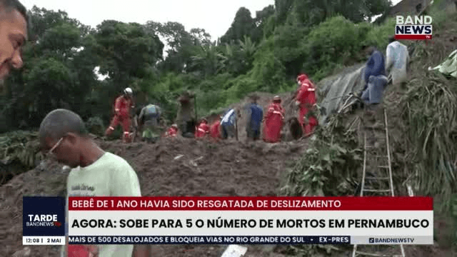 Sobe para 5 o número de mortos em Pernambuco após temporal atingir região