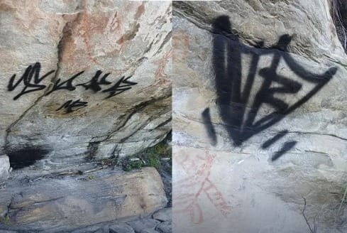 Pinturas rupestres são pichadas no Parque Nacional da Serra do Cipó em MG