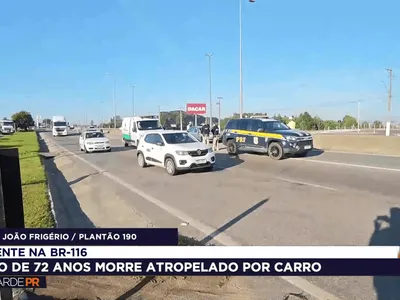 Vídeo: Idoso morre atropelado na BR-116 em Fazenda Rio Grande