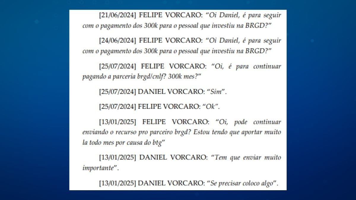 Conversa entre Felipe e Daniel Vorcaro