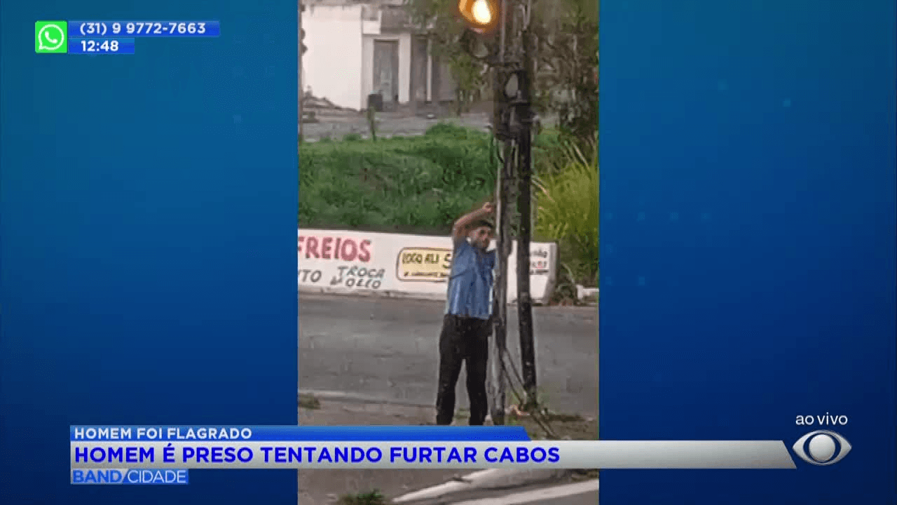 Homem é preso em flagrante por roubar cabos de energia