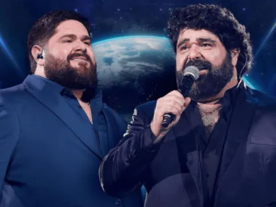 Cesar Menotti e Fabiano sobem no palco da Festa do Peão de Hortolândia