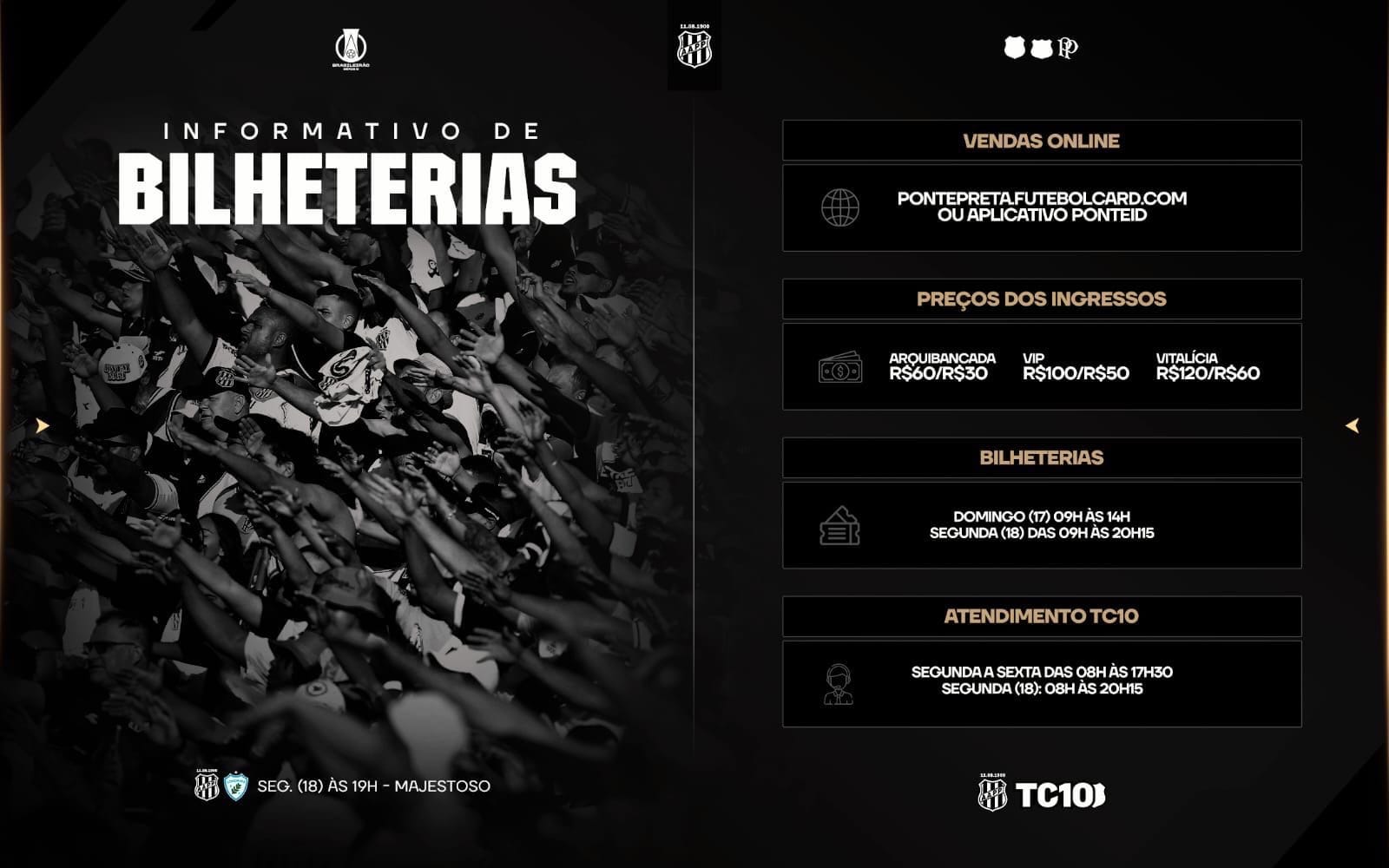 Bilheterias fecham na segunda-feira, às 20h15