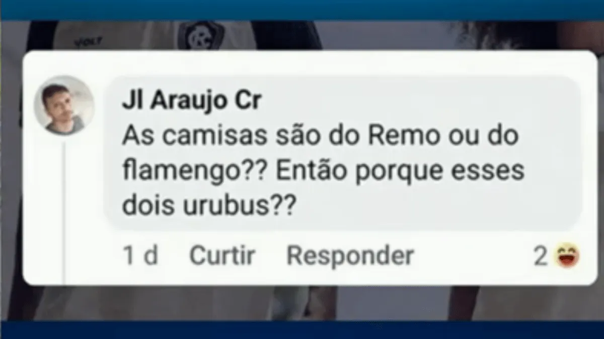Coment&aacute;rio racista na postagem de divulga&ccedil;&atilde;o da camisa II do Remo / Cr&eacute;dito: Band TV