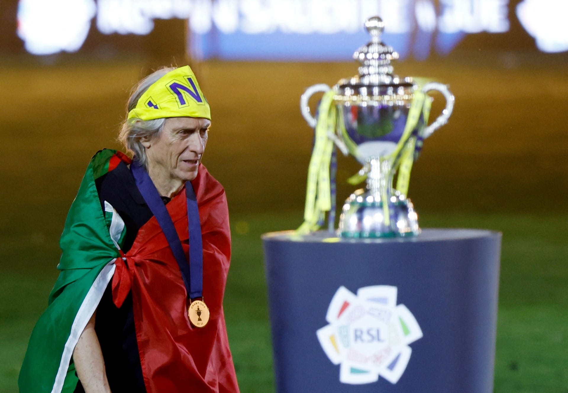 Jorge Jesus, técnico do Al Nassr, comemora título da Liga Saudita (Foto: REUTERS/Hamad I Mohammed)