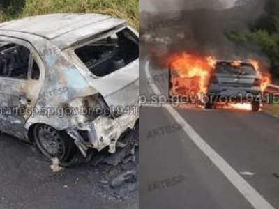 Carro pega fogo e causa 10 km de congestionamento na Bandeirantes