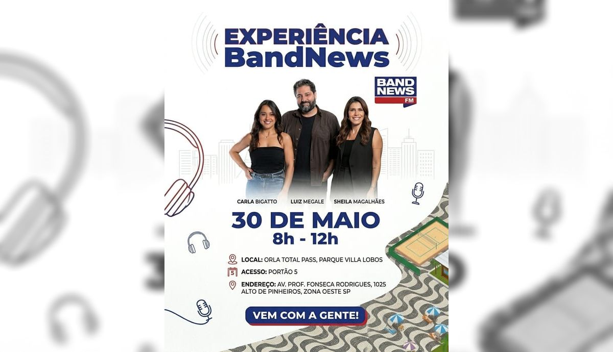 BandNews FM celebra 21 anos na Orla TotalPass neste sábado (30)